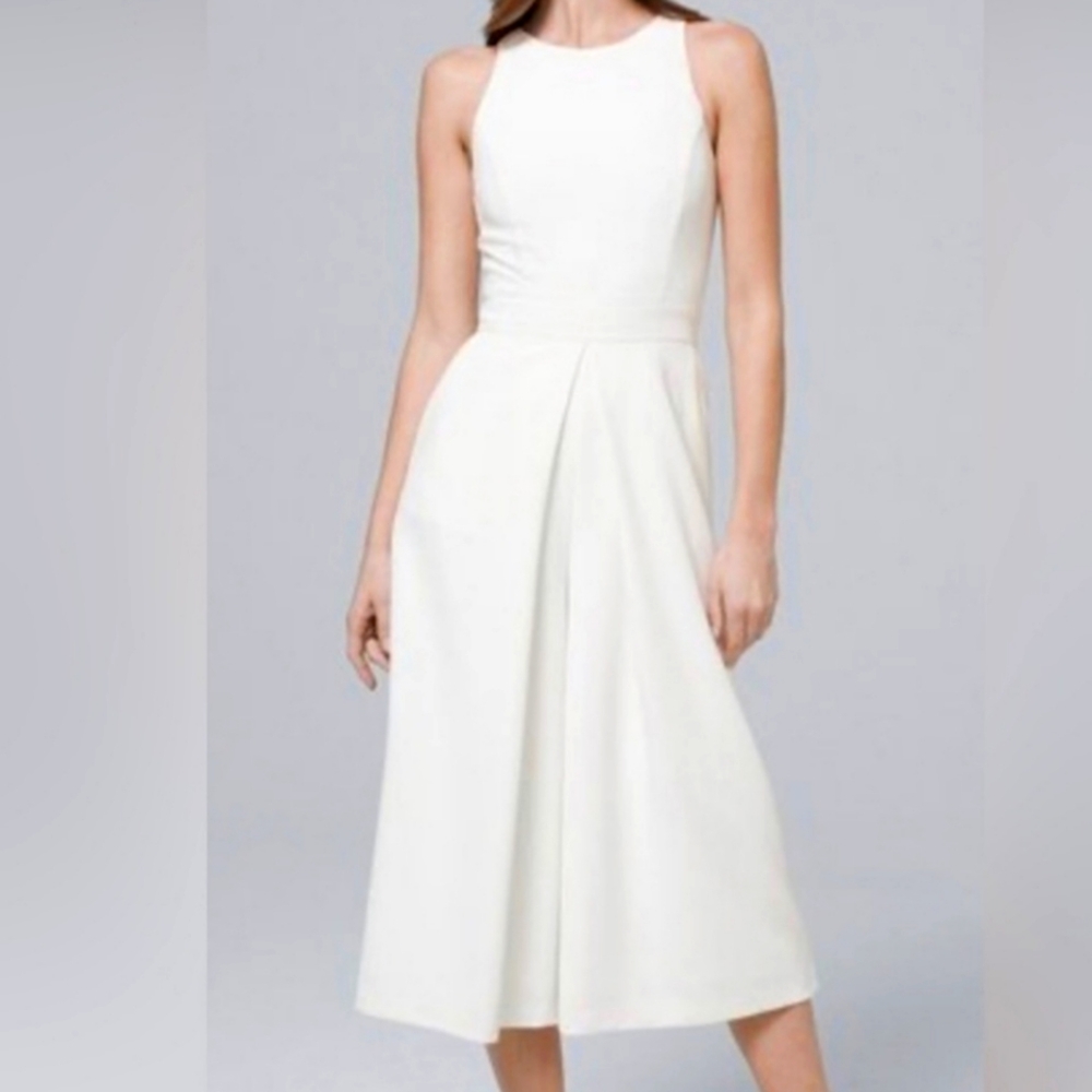 White House Black Market Elegant Ivory Sleeveless Midi Jumpsuit 4